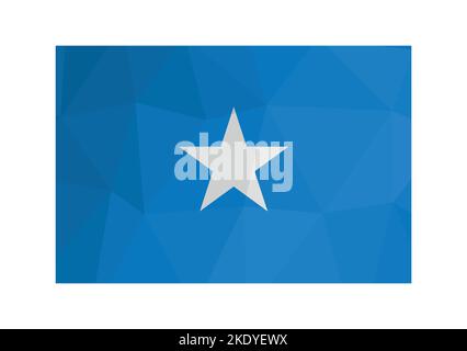 Vector illustration. Official symbol of Solmalia. National flag with white star on blue background. Design in low poly style with triangular shapes Stock Vector