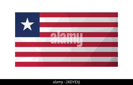 Vector illustration. Official symbol of Liberia. National flag with red, white stripes and star on blue background. Creative design in low poly style Stock Vector