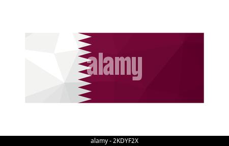 Vector illustration. Official symbol of Qatar. National flag in red and white colors. Creative design in low poly style with triangular shapes. Gradie Stock Vector