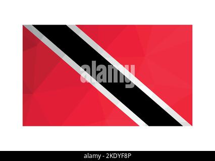 Vector illustration. Official symbol of Trinidad and Tobago. National flag in red, white, black colors. Creative design in low poly style with triangu Stock Vector