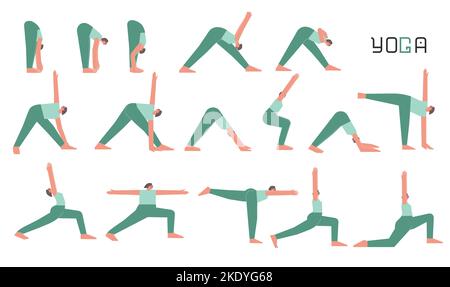 set woman practice yoga balance posture Stock Vector Image & Art - Alamy