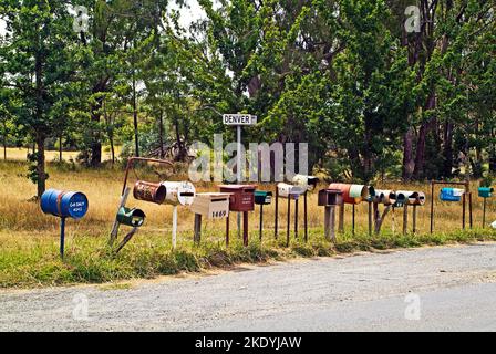 Australia, different mail boxes on a road in Victoria Stock Photo