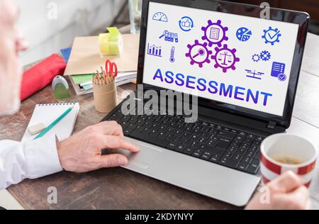 Assessment concept shown on a laptop screen Stock Photo