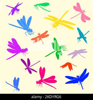 Realistic color image of dragonfly, fly, pattern of dragonfly Stock Vector