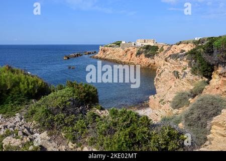 Fort de la Pointe de la Cride Coastline, Coast & Beach Sanary or Sanary-sur-Mer Var Provence Côte d'Azur or French Riviera France Stock Photo