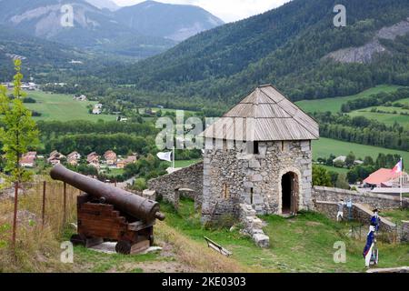 Poudrière, Gunpowder Magazine or Ammunition Store inside the Citadel, Vauban Fortress, Fort or Castle & Blanche Valley Seyne or Seyne-les-Alpes France Stock Photo