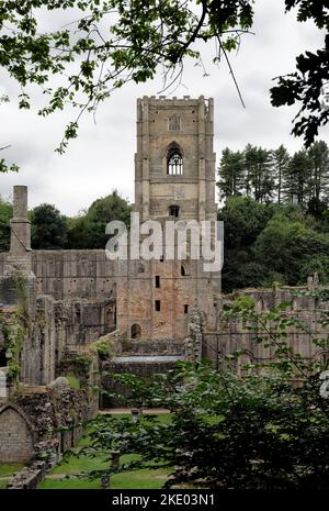 A view of Fountains Abbey, Yorkshire, England Stock Photo