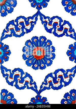 Detailed view of Ancient Handmade Turkish - Ottoman Tile. Stock Photo