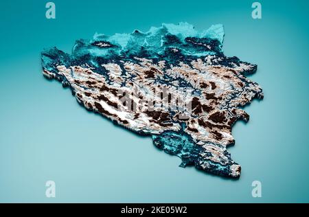 A 3D rendering of hypsometric elevation tint spectral Qatar map ...