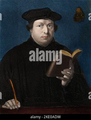 Portrait of Martin Luther 1483-1546 - engraving Stock Photo