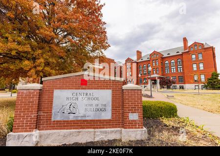 Missouri, OCT 29 2022 - Overcast view of the Central High School Stock Photo