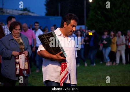 Anastenaria, is a traditional fire-walking ritual,in village called Agia Eleni, Serres,in Northern Greece,at the ceremony of Saint Kontsantinos ang El Stock Photo