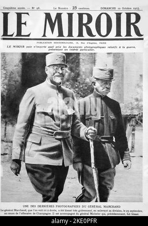 WW1 - The Great War - wounded French Generals - Jean-Baptiste MARCHAND (1863-1934) right and Joseph-Alfred MICHELER (1861-1931) left Stock Photo