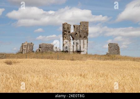Bawsey ruins on a dry hot day in July. The ruins are of St. james Church built in the early and middle 12th century the church is only building to sur Stock Photo