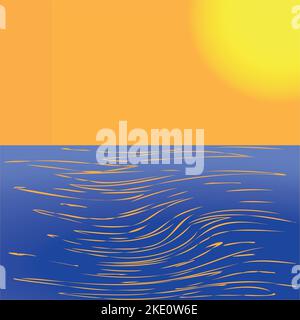Reflections of the rising sun on the calm sea Stock Vector