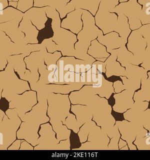 Cracked wall pattern. Seamless print of land surface damage, ground decay silhouette decorative endless background. Vector texture of pattern land seamless illustration Stock Vector