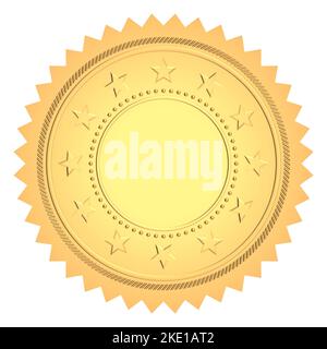 Golden Award Medal Blank Seal , This is a 3d rendered computer generated image. Isolated on white. Stock Photo