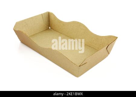 Empty cardboard plate isolated on white background. Stock Photo