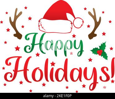 Happy Holidays graphic with reindeer antlers Stock Vector