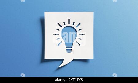 Innovation and idea symbol with light bulb shape. Concept about creativity, invention, innovative solutions for business communication. White cutout p Stock Photo