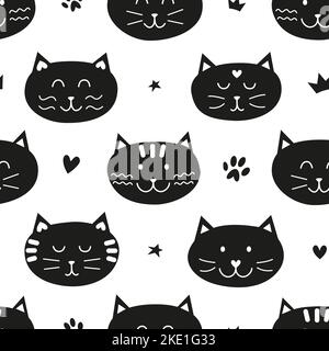Seamless black paw print with red hearts Wrapping Paper by gulsengunel