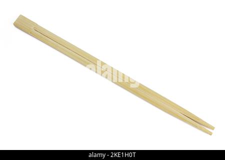 Wooden asian chopsticks isolated on white background. Bamboo food tool Stock Photo