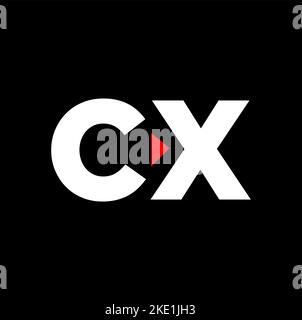 CX company name initial letters monogram with play icon. CX icon. Stock Vector