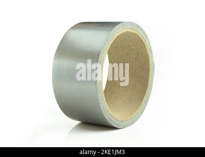 Roll of grey sticky tape isolated on white background Stock Photo