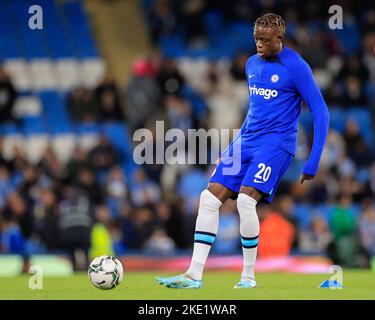 Manchester, UK. 09th Nov, 2022. Denis Zakaria #20 of Chelsea ahead of the Carabao Cup Third Round match Manchester City vs Chelsea at Etihad Stadium, Manchester, United Kingdom, 9th November 2022 (Photo by Conor Molloy/News Images) in Manchester, United Kingdom on 11/9/2022. (Photo by Conor Molloy/News Images/Sipa USA) Credit: Sipa USA/Alamy Live News Stock Photo