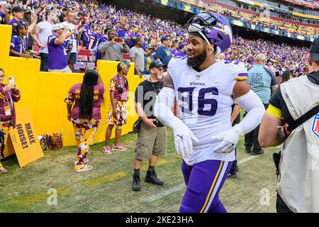 Minnesota Vikings defensive tackle Ross Blacklock (96) walks to the bench  during a NFL football game against the Miami Dolphins, Sunday, Oct.16, 2022  in Miami Gardens, Fla. (AP Photo/Alex Menendez Stock Photo 