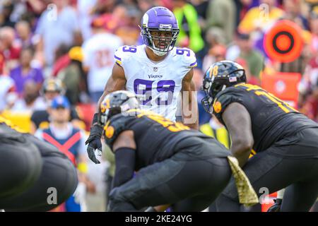 Minnesota Vikings linebacker Danielle Hunter (99) in action during the  first half of an NFL football game against the Los Angeles Chargers,  Sunday, Sept.24, 2023 in Minneapolis. (AP Photo/Stacy Bengs Stock Photo 