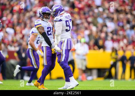 Minnesota Vikings defensive tackle Harrison Phillips walks on the field  during warm ups before the first half of an NFL football game agains the  Tennessee Titans, Saturday, Aug. 19, 2023, in Minneapolis. (