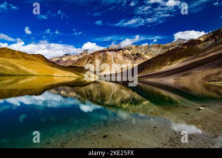 Mirror of Chandratal. This image is taken at Chandratal Lake, Himachal Pradesh India. Stock Photo