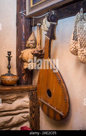 bandura close up, Ukrainian musical instrument kobza Stock Photo