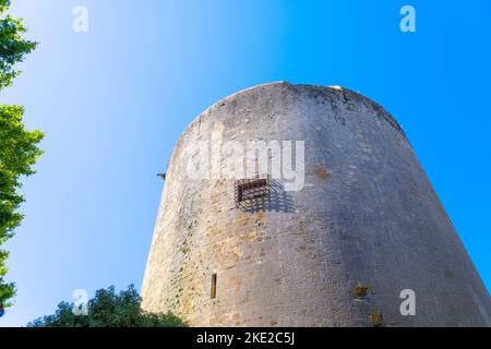 remnants of the old medieval wall and towers of aigues-mortes, France Stock Photo