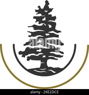 cedar pine tree logo Icon Illustration Brand Identity Stock Vector