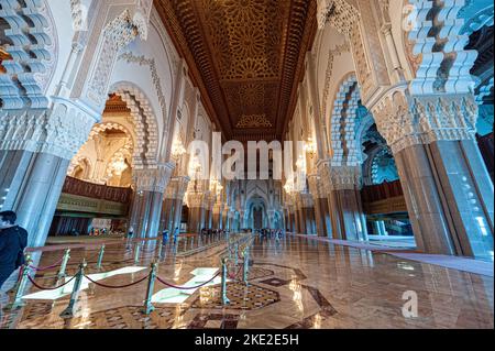 The prayer hall of the Hassan 11 Mosque in Casablanca Morocco Stock Photo