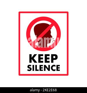 keep silence sign, label. banner icon. Vector stock illustration. Stock Vector