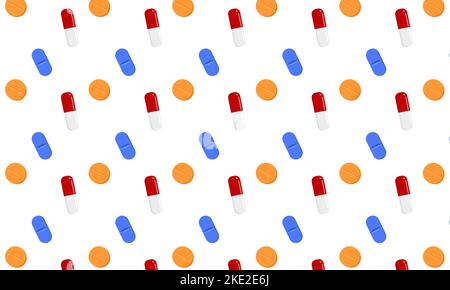 Pills and capsules seamless pattern. Medicine theme background. Vector cartoon illustration. Stock Vector