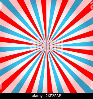 Pink and blue radial stipes. Circus, carnival or festival background. Bubble gum, sweet lollipop candy, ice cream texture. Clipping mask. Vector cartoon illustration Stock Vector