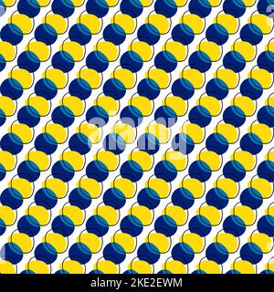 Abstract vector shapes - spots, rings, seamless pattern, yellow and blue Stock Vector