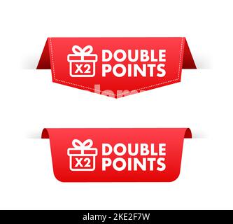 earn x2, double reward points vector illustration icon, black in color ...