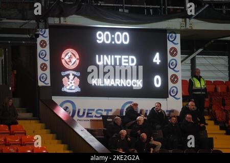 9th November 2022; Tannadice Park, Dundee, Scotland: Scottish Premier League football, Dundee United versus Kilmarnock; Full time scoreboard Stock Photo