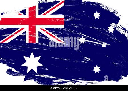 Distressed stroke brush painted australia flag on white background Stock Photo