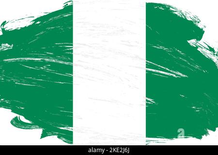 Distressed stroke brush painted nigeria flag on white background Stock Photo