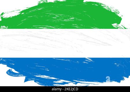 Distressed stroke brush painted sierra leone flag on white background Stock Photo