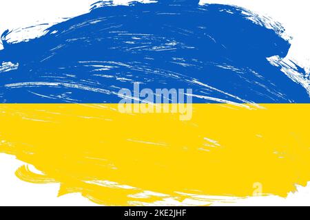 Distressed stroke brush painted ukraine flag on white background Stock Photo