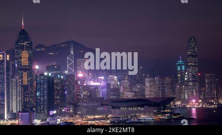 Victoria Harbour and Central Financial District, Hong Kong, China. Stock Photo