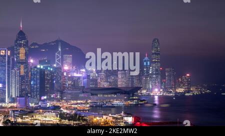Victoria Harbour and Central Financial District, Hong Kong, China. Stock Photo