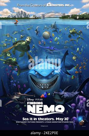 FINDING NEMO, CRUSH, BLOAT, ANCHOR, BRUCE THE SHARK, MARLIN, DORY, CHUM POSTER, 2003 Stock Photo